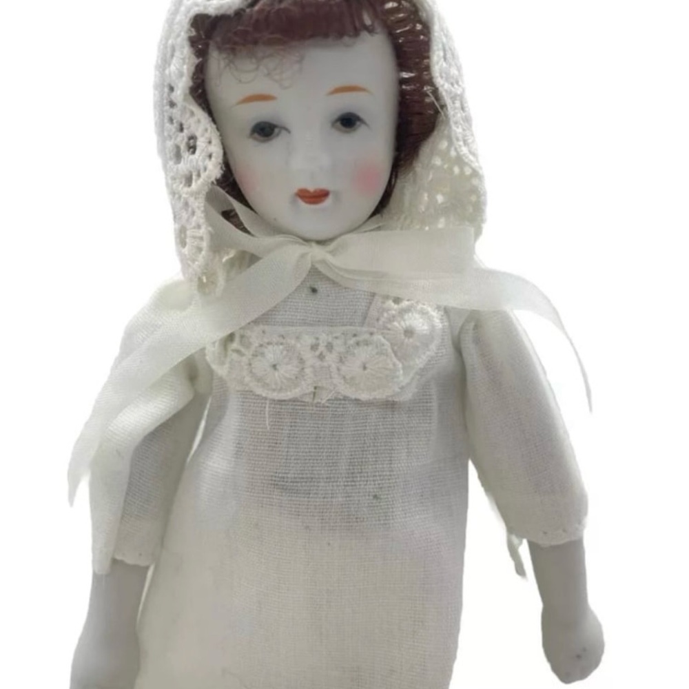 8" Antique Vintage Doll Porcelain Chest Head Hands Legs - Picture 2 of 7
